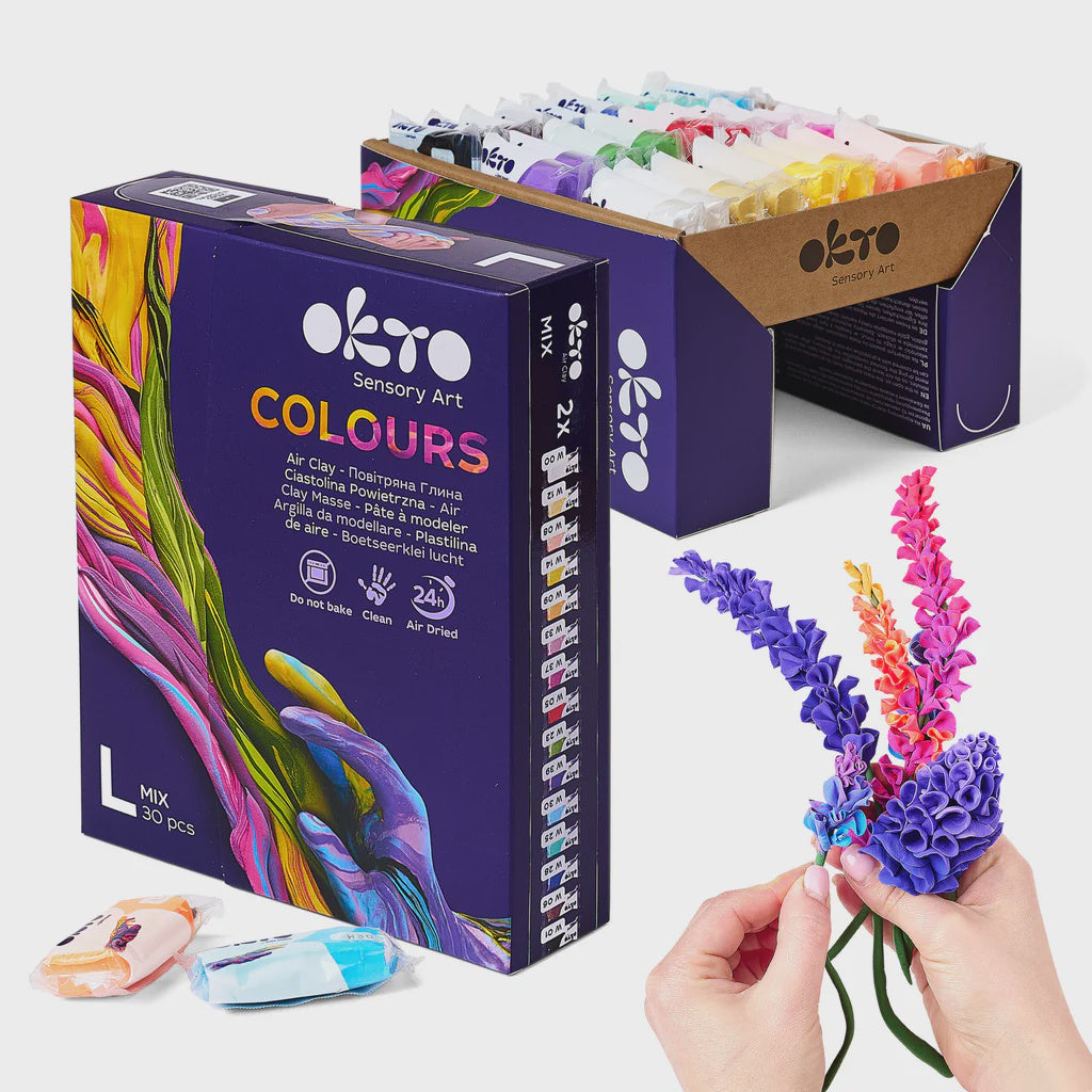 Okto Clay - Air Clay Mixed Colours 30 piece