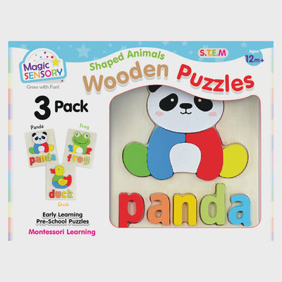 Magic Sensory - Shaped Animals Wooden Puzzles 3 pack