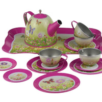 Champion - Tin Tea Set 15 piece Pink Butterfly