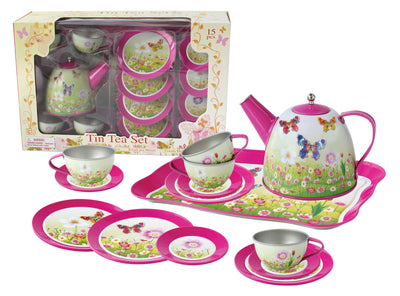 Champion - Tin Tea Set 15 piece Pink Butterfly