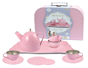 Champion - Tin Tea Set in Case Pink