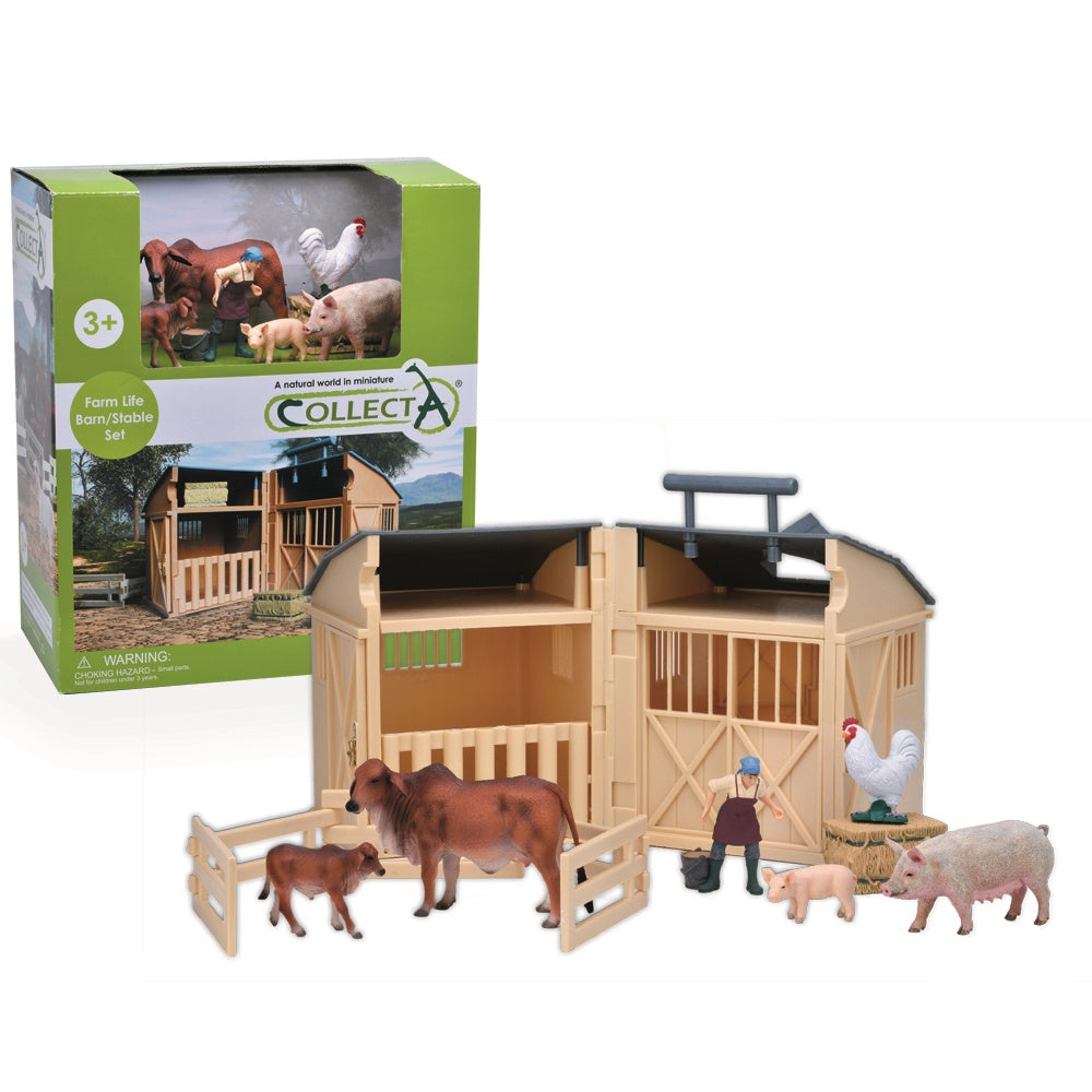 Collecta - Foldable Stable with Farm Animals and Accessories