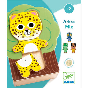 Djeco - Arbra Mix Wooden Animal Puzzle Set