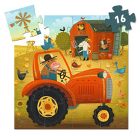 Djeco - Silhouette Puzzle 16 piece The Tractor