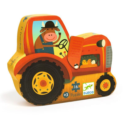 Djeco - Silhouette Puzzle 16 piece The Tractor