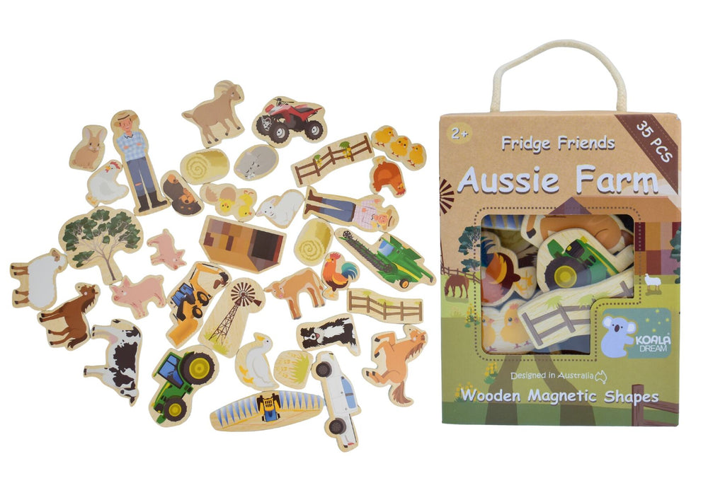 Kaper Kidz - Fridge Friends Wooden Magnetic Shapes Farm Animals NEW