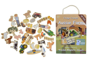 Kaper Kidz - Fridge Friends Wooden Magnetic Shapes Farm Animals NEW