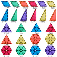 Learn & Grow Toys - Magnetic Tiles Geometric Pack 36 piece