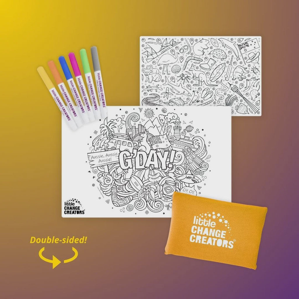 Little Change Creators - Re-Fun-Able Pocket Reusable Colouring Set G'Day!