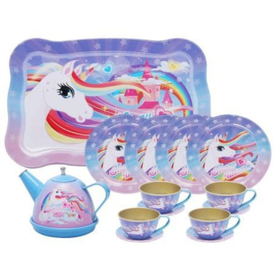 Tin Tea Set 15 piece Unicorn