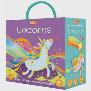 Sassi - Book, Puzzle 40 piece & 3D Figures Unicorns