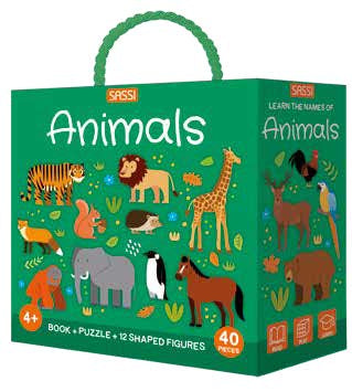 Sassi - Book, Puzzle 40 piece & 3D Figures Animals