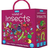 Sassi - Book, Puzzle 40 piece & 3D Figures World of Insects