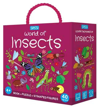 Sassi - Book, Puzzle 40 piece & 3D Figures World of Insects