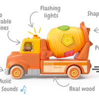 Wanborns - Light & Sound Wooden Cement Mixer Shape Sorter Truck