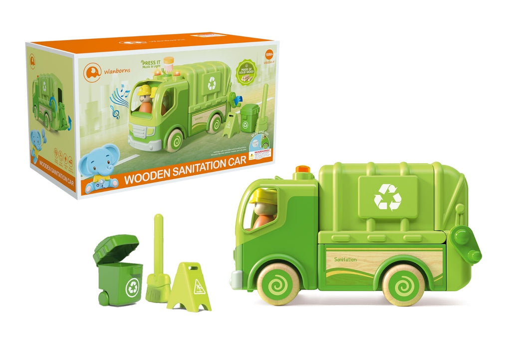 Wanborns - Light & Sound Wooden Recycle Sanitation Truck