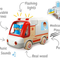 Wanborns - Light & Sound Wooden Ambulance