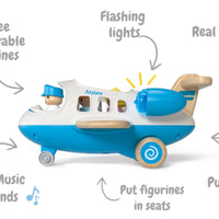 Wanborns - Light & Sound Wooden Airplane Assorted Colours