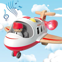 Wanborns - Light & Sound Wooden Airplane Assorted Colours