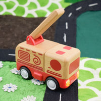 Wanborns - Lights & Sound Wooden Friction Vehicle Fire Engine