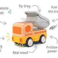 Wanborns - Lights & Sound Wooden Friction Vehicle Dump Truck
