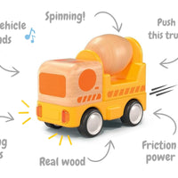 Wanborns - Lights & Sound Wooden Friction Vehicle Cement Mixer