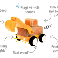 Wanborns - Light & Sound Wooden Friction Vehicle Digger