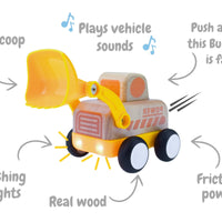 Wanborns - Light & Sound Wooden Friction Vehicle Bulldozer