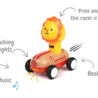 Wanborns - Wooden Press Go Racing Car Lion