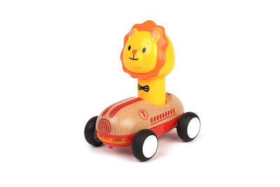 Wanborns - Wooden Press Go Racing Car Lion