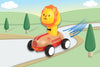 Wanborns - Wooden Press Go Racing Car Lion