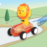 Wanborns - Wooden Press Go Racing Car Lion