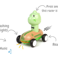 Wanborns - Wooden Press Go Racing Car Dino