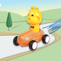 Wanborns - Wooden Press Go Racing Car Giraffe