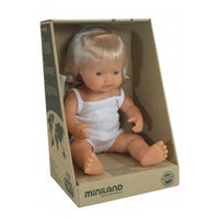 Miniland Dolls - 38cm Caucasian Girl Blonde Boxed