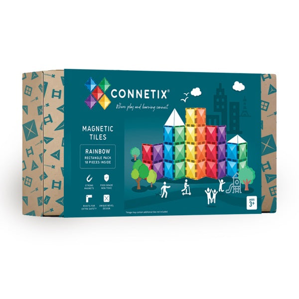 Connetix Tiles - Rainbow Rectangle Pack 18 piece