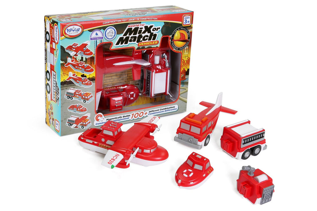 Popular Playthings - Magnetic Mix or Match Vehicles Fire & Rescue