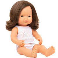 Miniland Dolls - 38cm Caucasian Girl Brunette Boxed