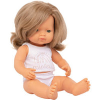 Miniland Dolls - 38cm Caucasian Girl Dark Blonde Boxed