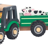Toyslink - Wooden Tractor Green with Trailer & Driver