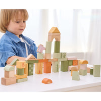 Viga - PolarB Wooden Blocks 50 piece Green Forest