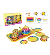 Tin Tea Set 15 piece Rainbow