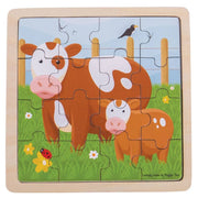 Bigjigs - Tray Puzzle Small 16 Piece Cow & Calf
