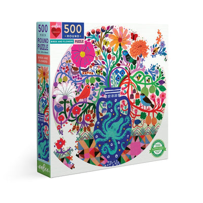 Eeboo - Puzzle Round 500 Piece Birds And Flowers