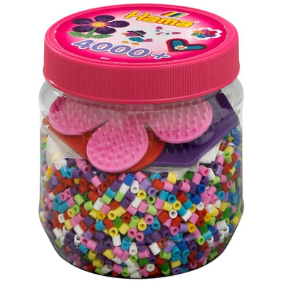 Hama - Beads Tub 4000 piece & 3 Boards Pink