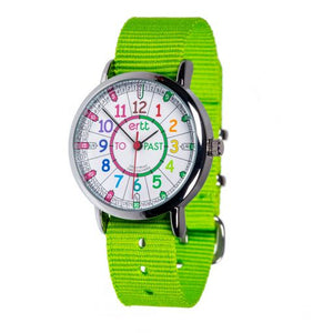 EasyRead Time Teacher - Watch Lime Strap Rainbow Face