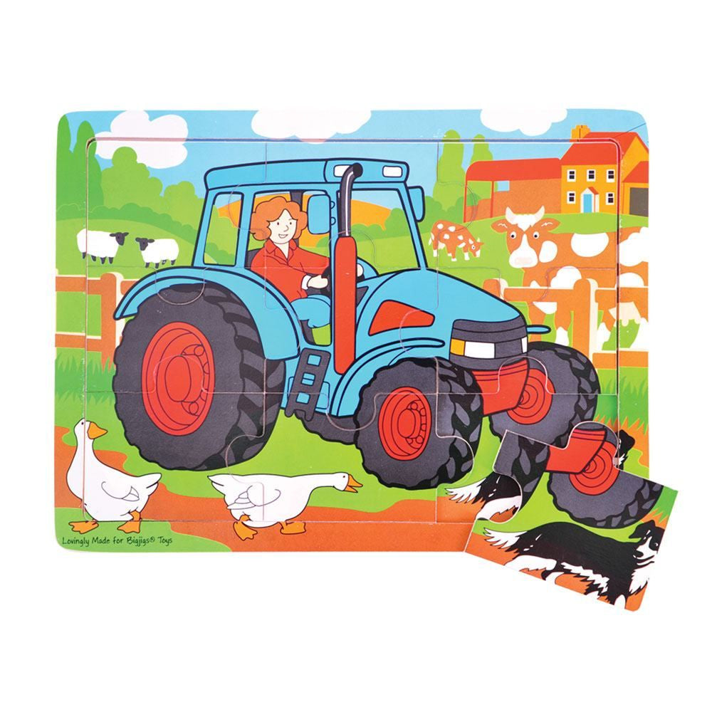Bigjigs - Tray Puzzle Medium 9 Piece Tractor