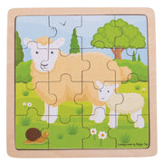 Bigjigs - Tray Puzzle Small 16 Piece Sheep And Lamb
