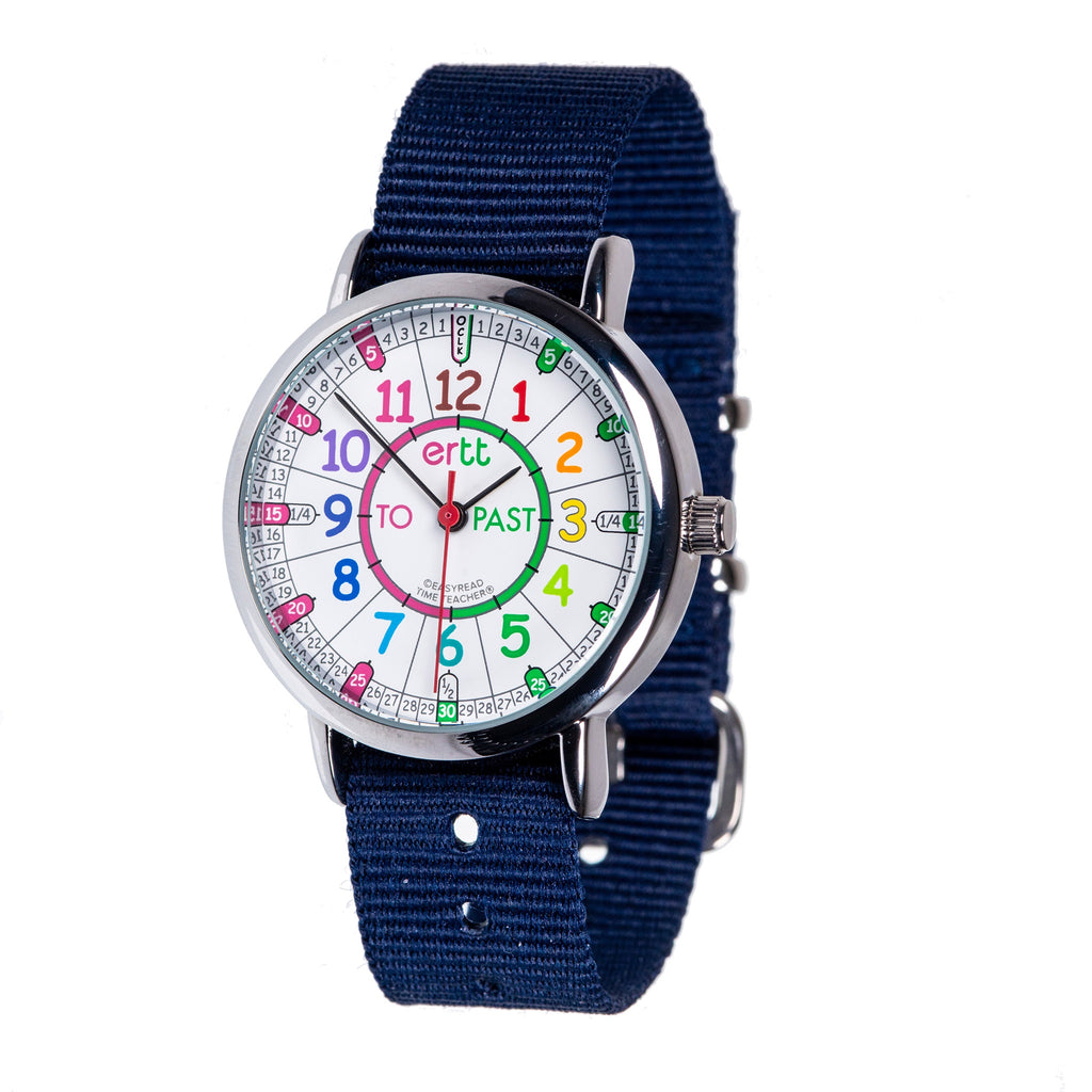 EasyRead Time Teacher - Watch Navy Strap Rainbow Face