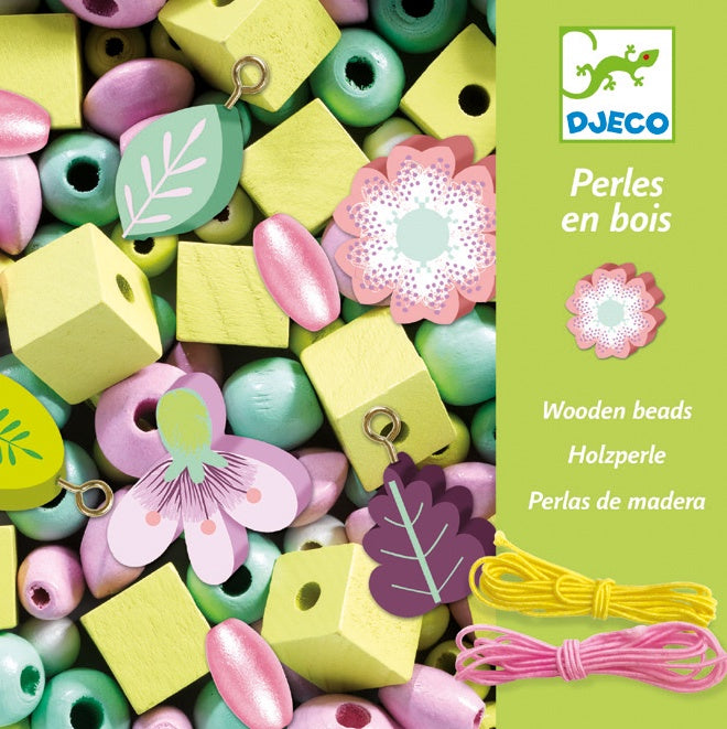Djeco - Wooden Beads Flowers And Leaves